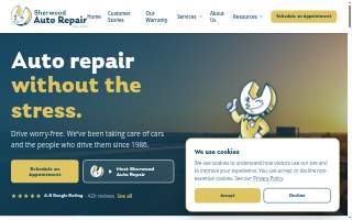 Sherwood Auto Repair website