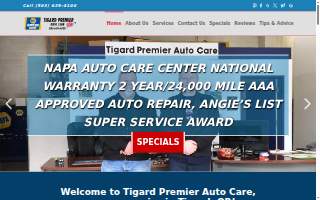 Tigard Premier Auto Care website