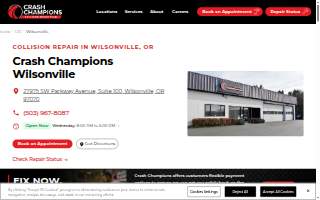 Crash Champions Collision Repair Wilsonville website
