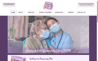 Pampering Plus website