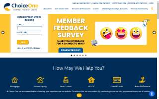 Choice One Community Credit Union website