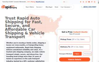Rapid Auto Shipping website