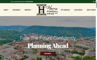 Harris Funeral Home website