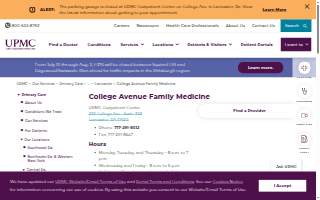College Avenue Family Medicine website