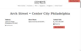 Philadelphia Eyeglass Labs + Cohen's Fashion Optical website