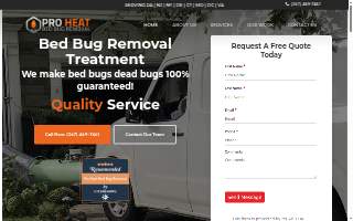 Pro Heat Bed Bug Removal website