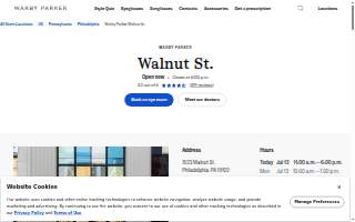 Warby Parker Walnut St. website