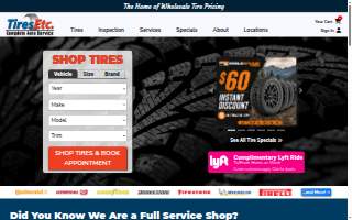 Tires Etc website