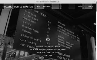 Pullshot Coffee Roasters website