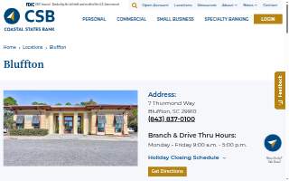 Coastal States Bank of Bluffton website