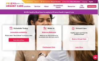 Prisma Health Urgent Care - Clemson website