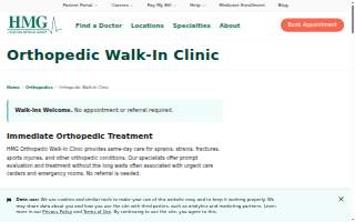 HMG Orthopedic Walk-In Clinic at Sapling Grove website