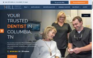 Hill Family Dental website