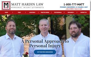 Matt Hardin Law: Car Accident & Injury Lawyers of Cookeville website