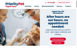 PriorityPet Urgent Care website