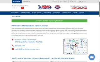 Arrow Exterminators of Nashville website