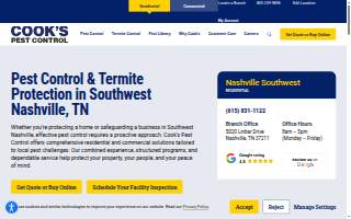 Cook's Pest Control of Nashville website