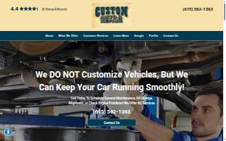 Custom Auto & Repair website