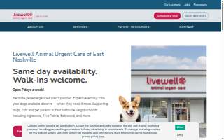 Livewell Animal Urgent Care of East Nashville website