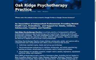 Oak Ridge Psychotherapy Practice website