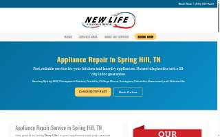 New Life Appliance Repair website