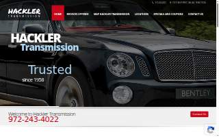 Hackler Transmission of Addison website
