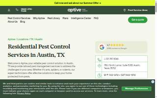 Aptive Pest Control of Austin website