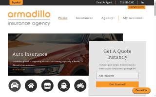 Armadillo Insurance Agency website