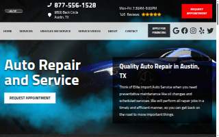 Elite Import Auto Service website