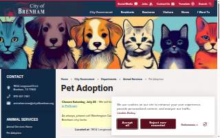 City of Brenham - Animal Services website