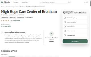 High Hope Care Center of Brenham website