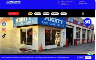 Mighty Car Care Center website