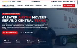 InNout Movers Cedar Park website