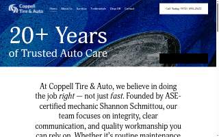 Coppell Tire and Auto website