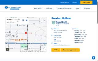 PT Solutions of Preston Hollow (Texas Health) website