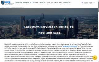 Sure Lock & Key Locksmith - Dallas website