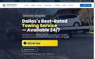 Texas Tows Inc. Dallas Towing Service website