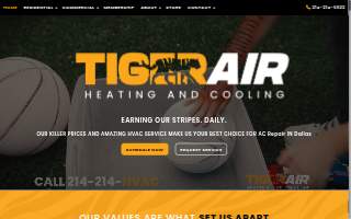 Tiger Air and Heating website