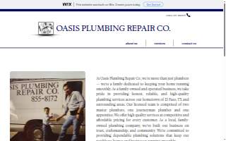 Oasis Plumbing Repair Co website