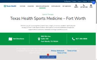 Texas Health Sports Medicine - Fort Worth website