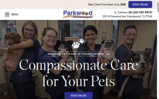 Parkwood Animal Hospital & Boarding website
