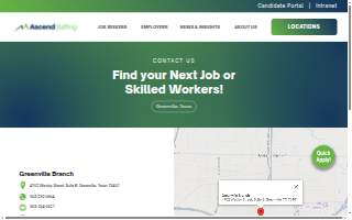 Ascend Staffing of Greenville website