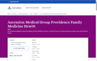 Ascension Medical Group Providence Family Medicine Hewitt website