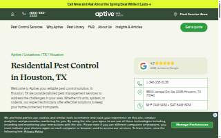 Aptive Pest Control of Houston website