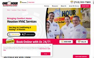 One Hour Air Conditioning & Heating° of Houston website