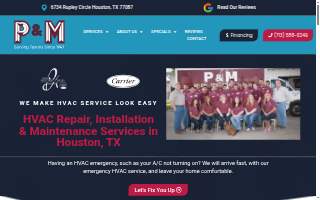 P & M Air Conditioning and Heating website