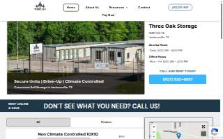 Three Oak Storage website