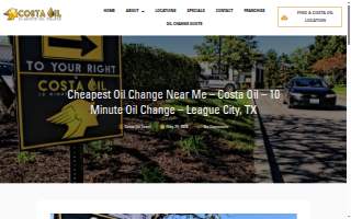 Costa Oil - 10 Minute Oil Change - League City website