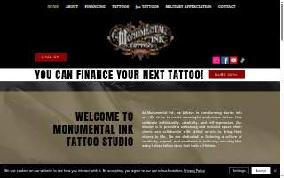 Monumental Ink Tattoo Studio website