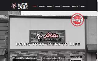 Allstar Custom Apparel website